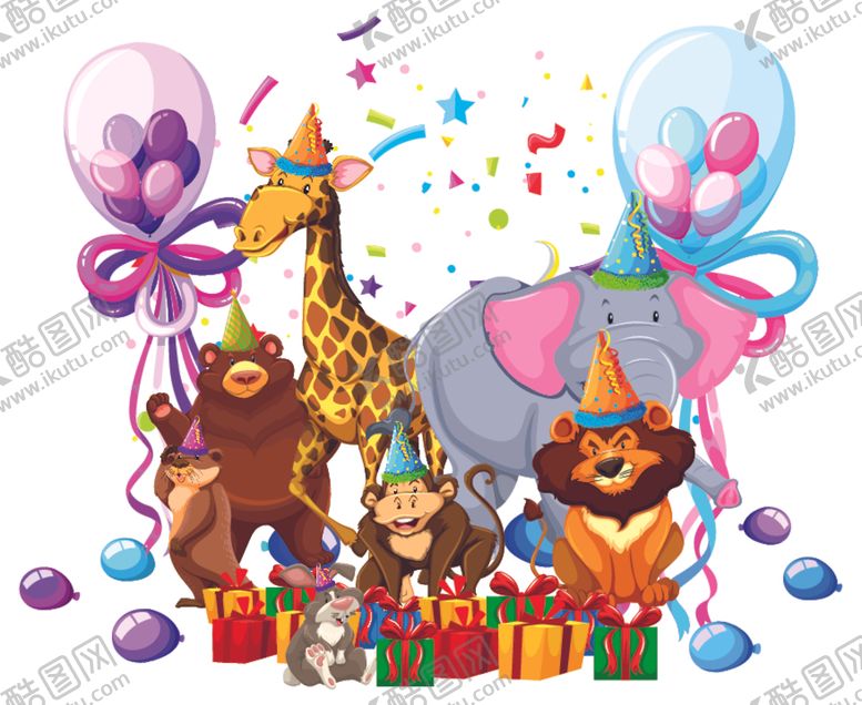 编号：13813710060232427346【酷图网】源文件下载-卡通动物节日插画