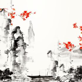 古风背景小清新展板国画中国