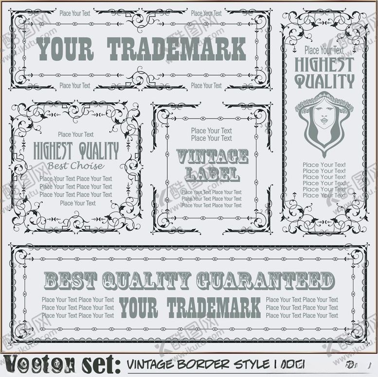 编号：76213409271530541381【酷图网】源文件下载-复古风格商标矢量图集合