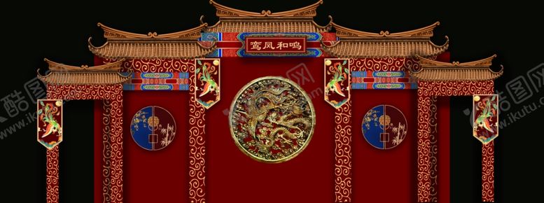 编号：60564909192054562026【酷图网】源文件下载-中式古典红色雕花建筑门