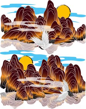 水墨风江山城景观图