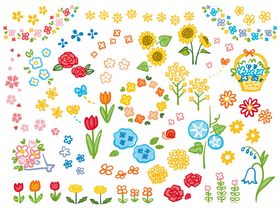 多彩花卉图案矢量素材