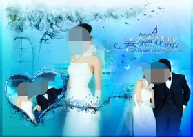 婚纱摄影相册模板主题礼礼场景设计跨页内页