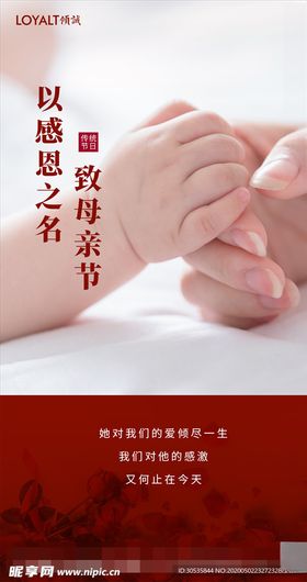 红色简约唯美母亲节海报