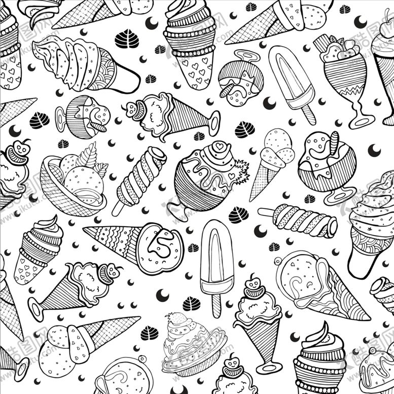 编号：53715810091722152637【酷图网】源文件下载-可爱手绘冰激凌背景底纹