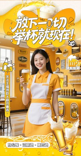 橙黄色啤酒节直播间背景贴片