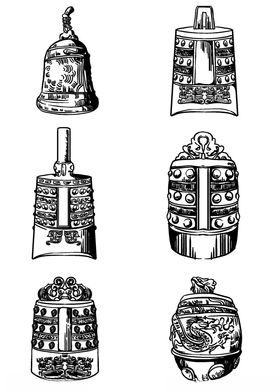 手绘乐器编钟插画