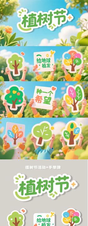 植树节手举牌氛围牌活动物料