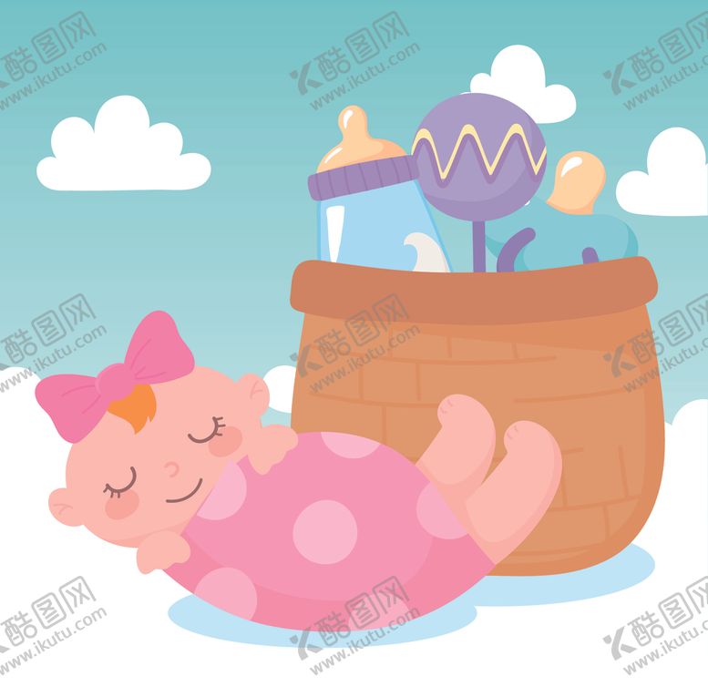 编号：54622710110604013622【酷图网】源文件下载-手绘淡彩婴儿