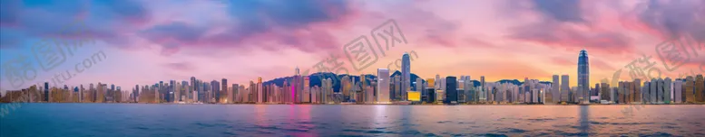 编号：41993704031022194999【酷图网】源文件下载-城市天际线的梦幻黄昏景色