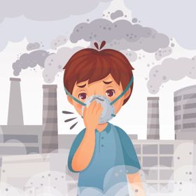 工业大气污染口罩男孩