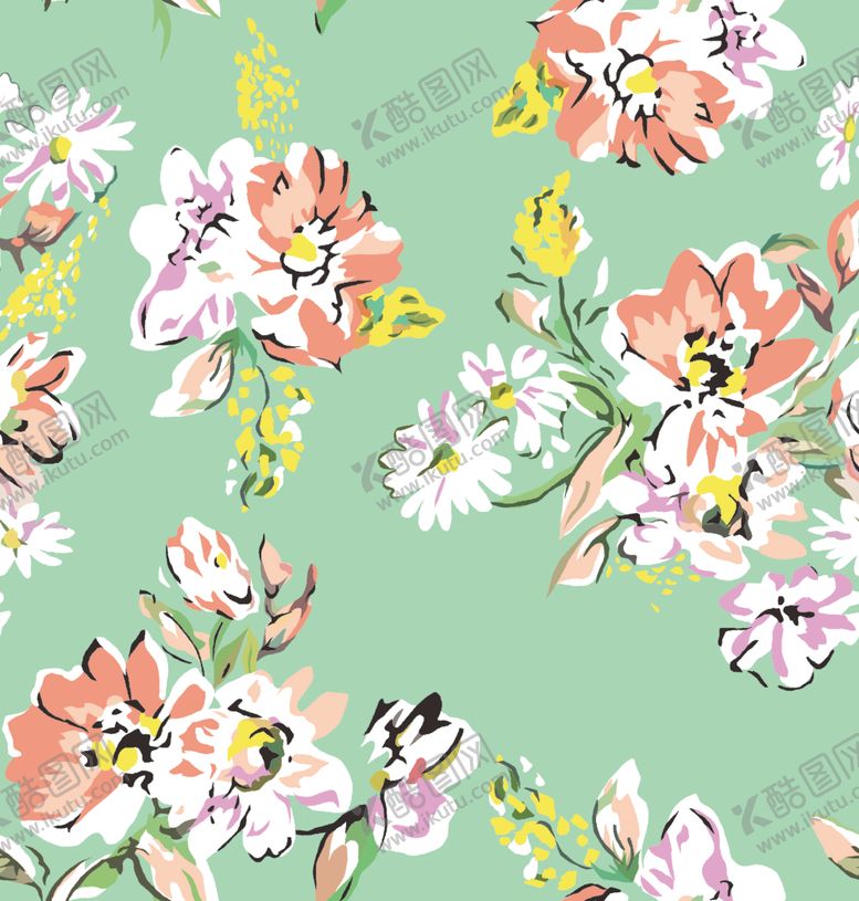 编号：79281910010541236817【酷图网】源文件下载-小碎花大牌数码印花花卉