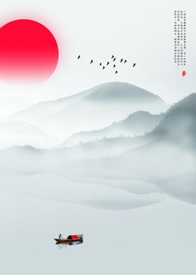 山水风景画上善若水