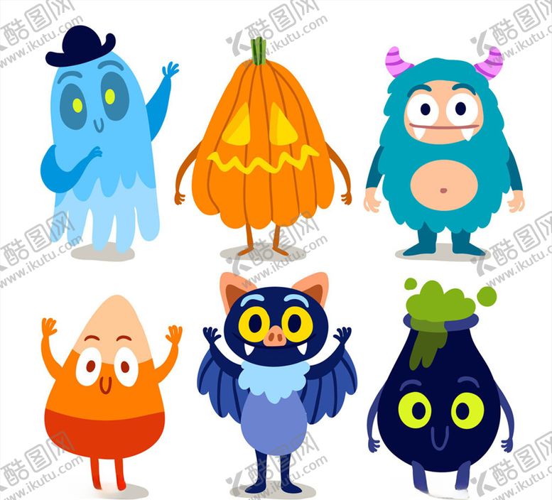 编号：62651610122330493062【酷图网】源文件下载-卡通万圣节角色设计矢量