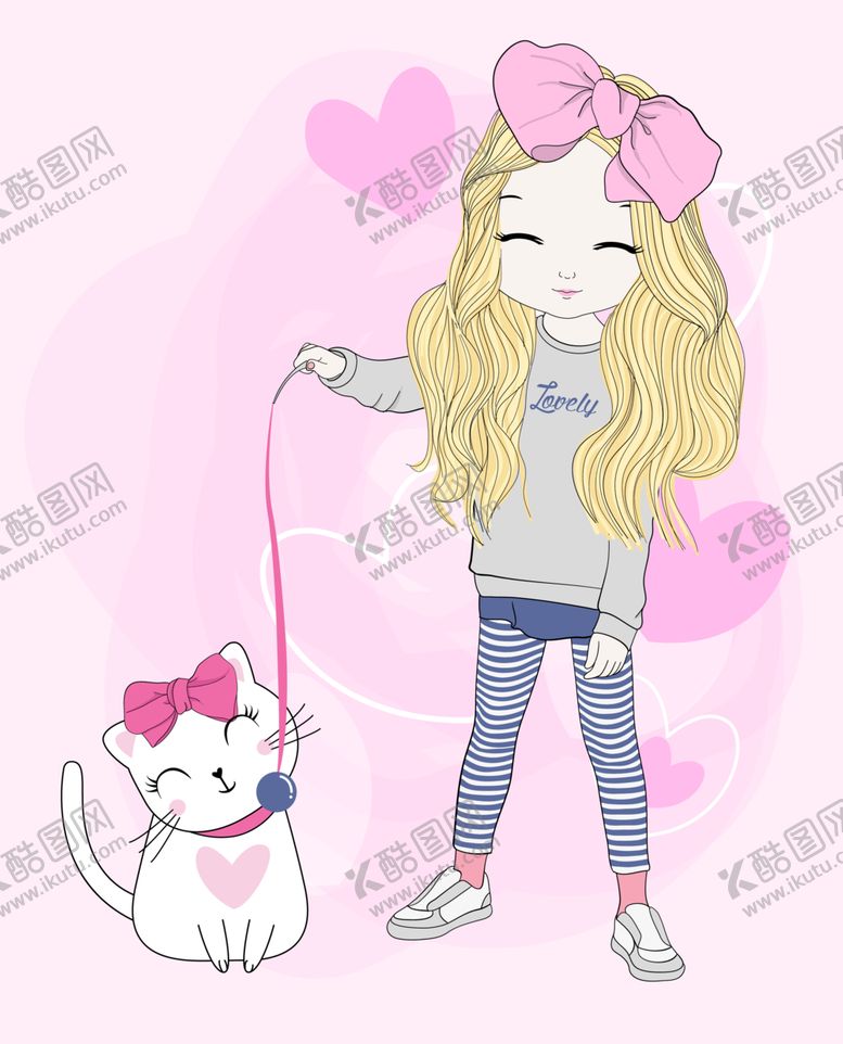 编号：96543912100333555780【酷图网】源文件下载-小女生和猫咪
