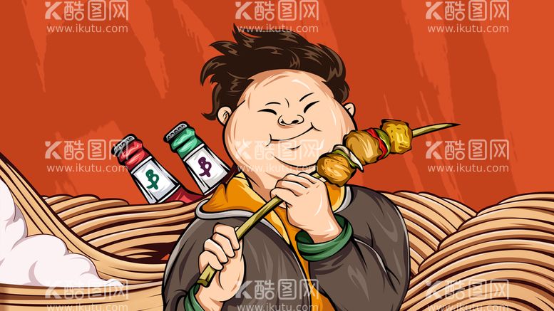 编号：61157810170923351121【酷图网】源文件下载-烤串小吃碳烤美食海报插画背景