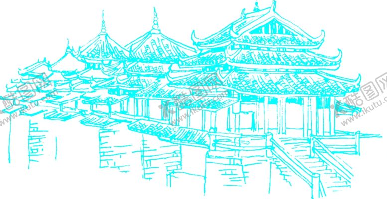 编号：98307907012030068295【酷图网】源文件下载-古代楼屋线稿