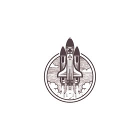 火箭标志卡通素材手绘背景矢量图