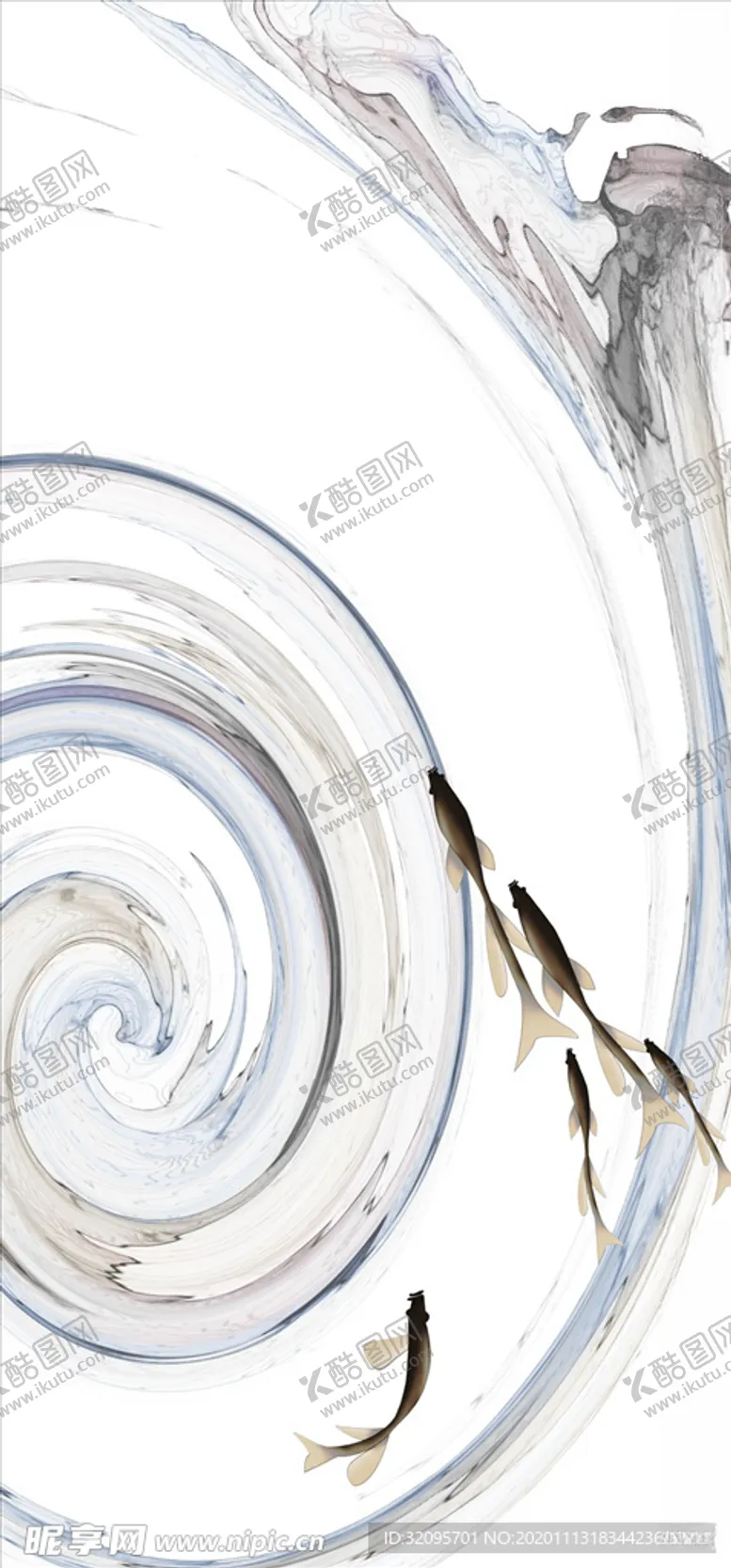 编号：21042806151906536317【酷图网】源文件下载-水墨画九鱼玄关图