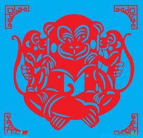 猴子剪纸
