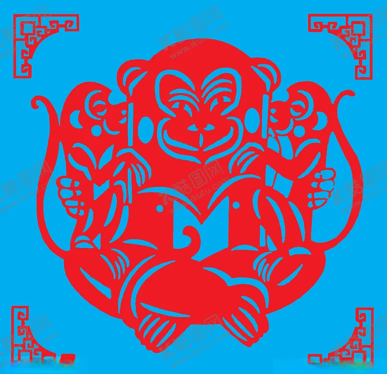 编号：92900609151905299441【酷图网】源文件下载-猴子剪纸