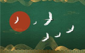 复古祥云白鹤背景图