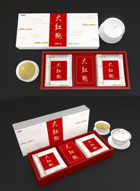 红色茶叶礼盒装包样机