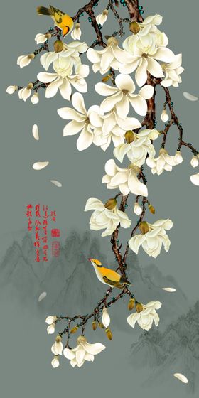 花鸟孔雀中式挂画装饰画