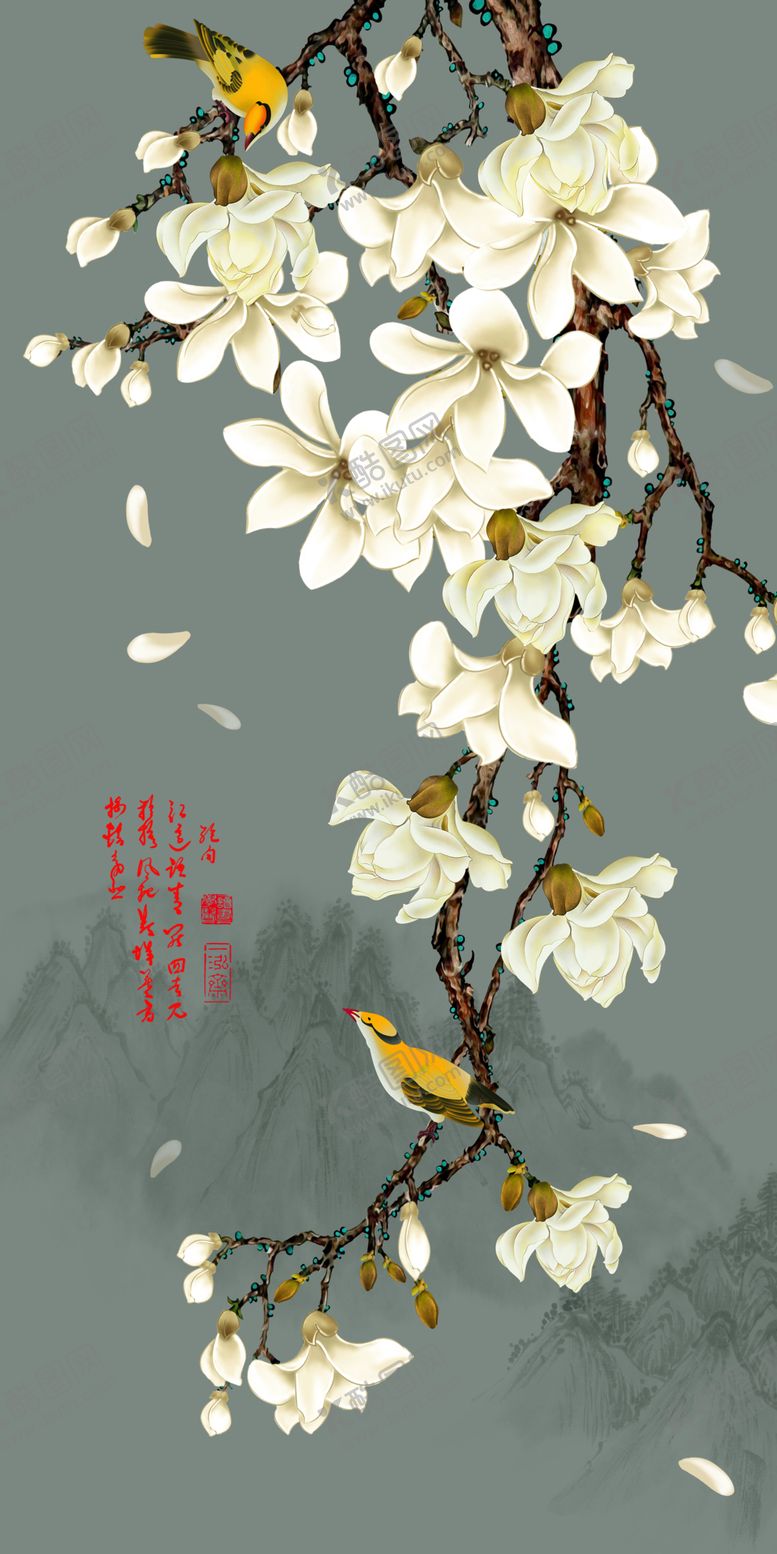 编号：62066607121610312224【酷图网】源文件下载-中式花鸟装饰画