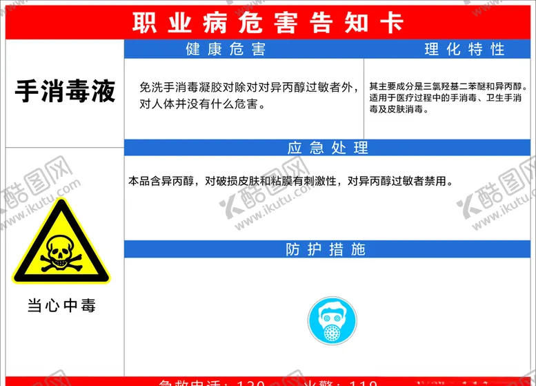 编号：98355004111848311742【酷图网】源文件下载-手消毒液职业危害告知卡
