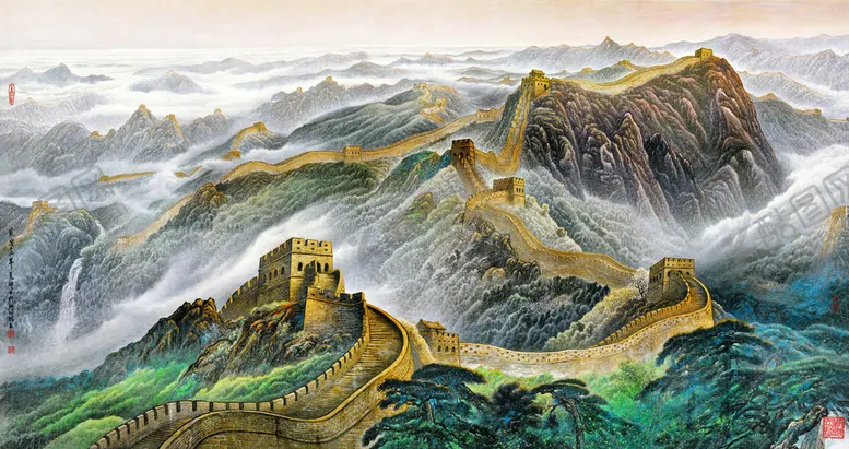 编号：42961709131142192407【酷图网】源文件下载-山水油画布