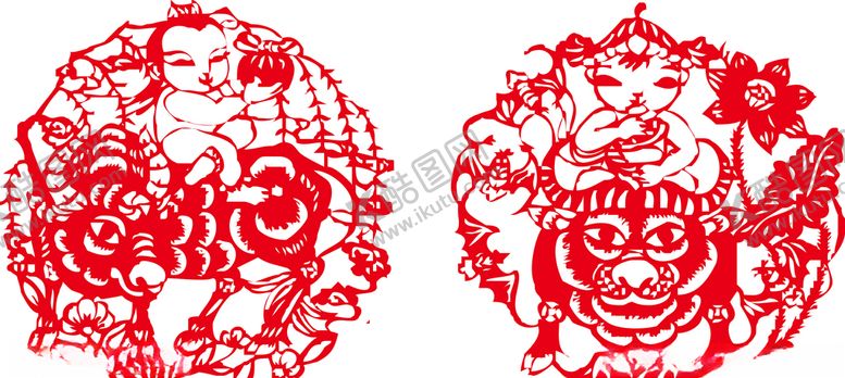 编号：23691410201009372230【酷图网】源文件下载-2021年牛福娃剪纸春节新年