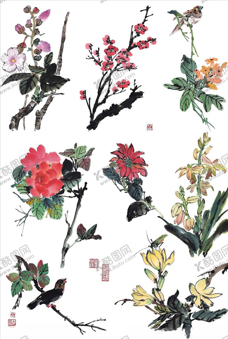 编号：55125610271655303112【酷图网】源文件下载-水墨梅花兰花