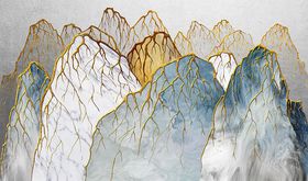 靠山石轻奢新中式黄金山脉背景墙