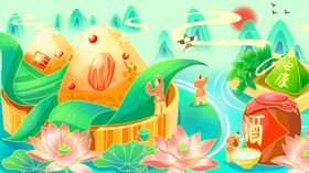 梦幻中式山水仙境画面