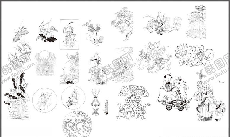 编号：68432210110647301163【酷图网】源文件下载-传统人物古典花纹插画