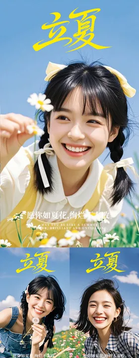 小清新早安海报朋友圈立夏节气海报
