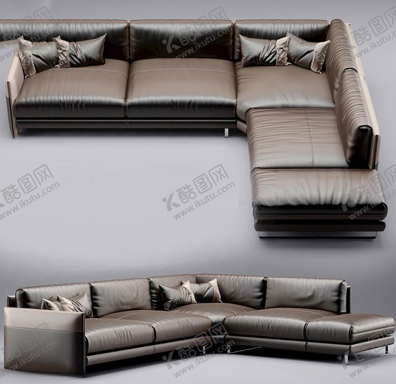 编号：48119109161312134265【酷图网】源文件下载-现代皮革多人转角沙发