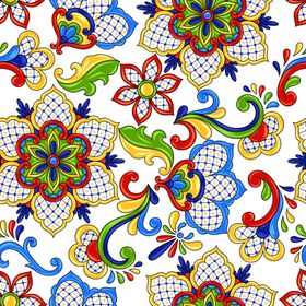 多彩花卉几何图案纹理