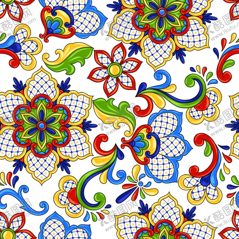 编号：88730404171158007621【酷图网】源文件下载-多彩花卉几何图案纹理