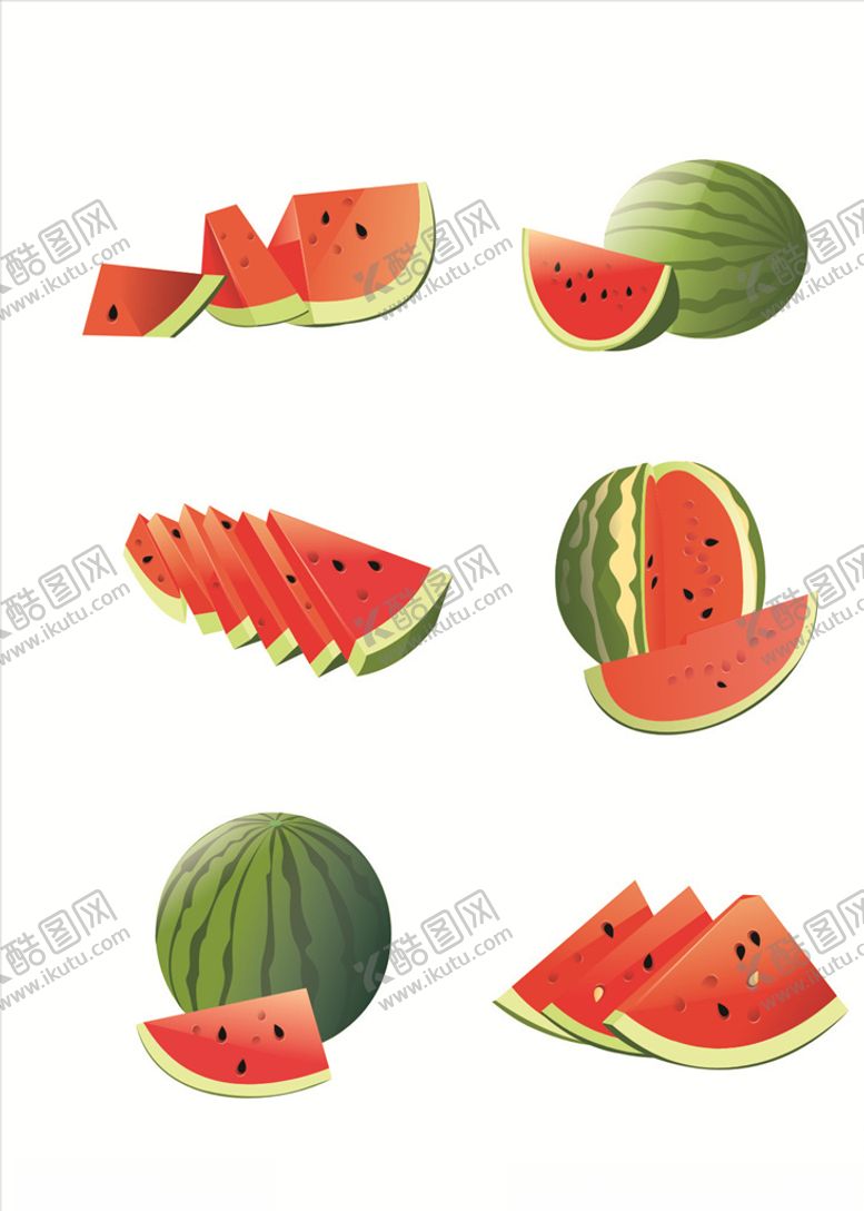 编号：87510010121002315176【酷图网】源文件下载-矢量水果元素之西瓜套图