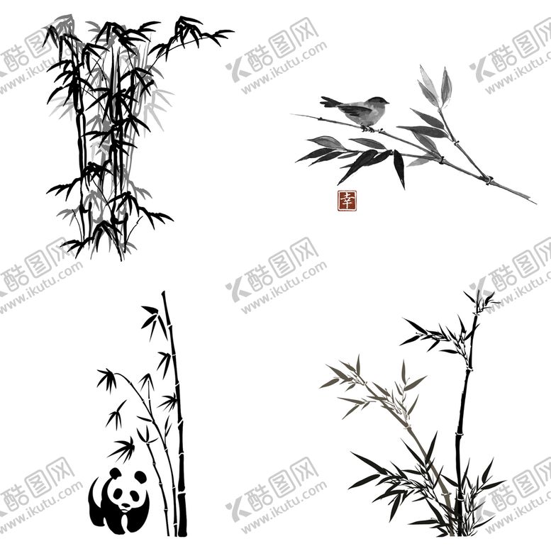 编号：10823609180157081087【酷图网】源文件下载-黑色水墨山水水墨竹子竹叶