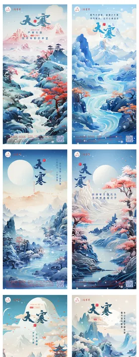 大寒节气海报插画地产二十四系列