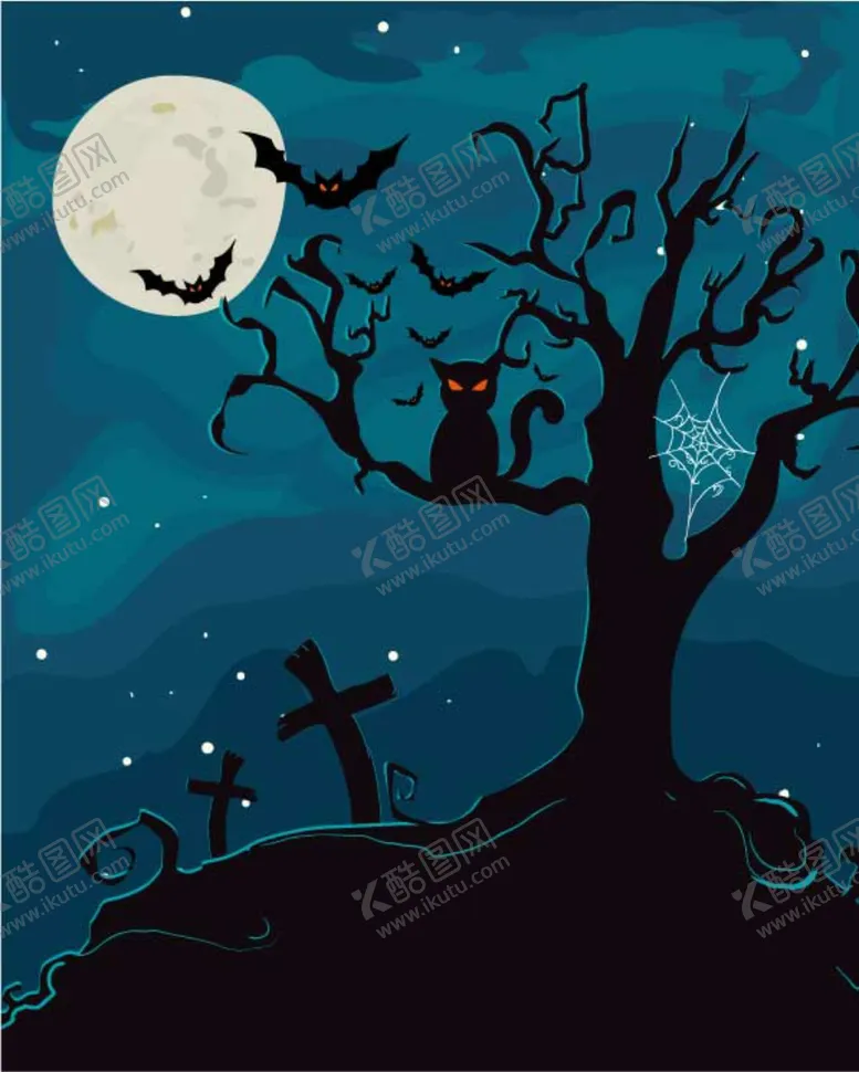 编号：90984609090525082179【酷图网】源文件下载-万圣节卡通背景夜空素材