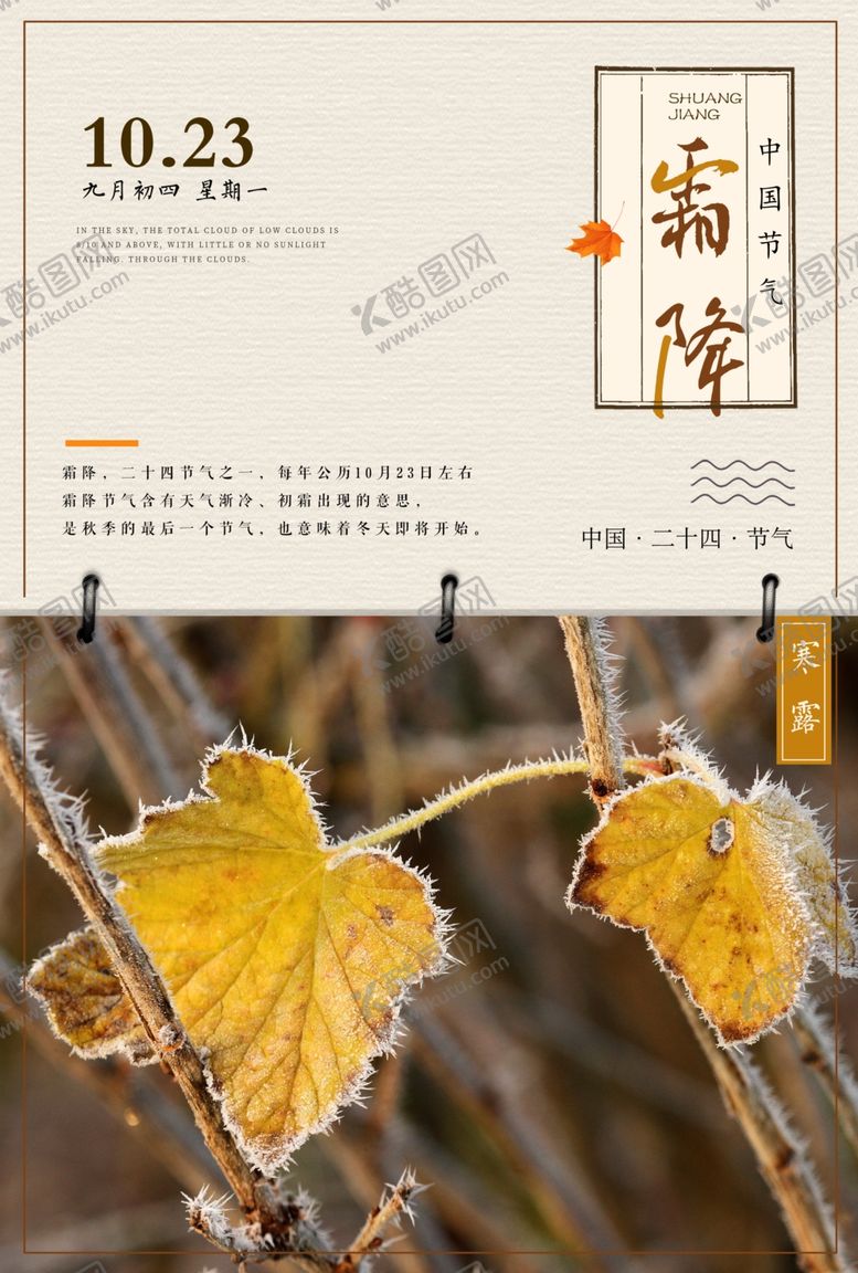 编号：42099106142112271333【酷图网】源文件下载-简约霜降海报