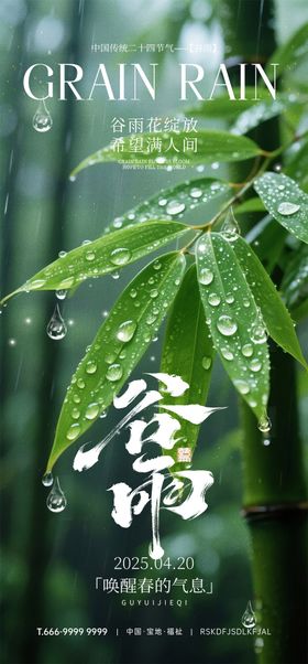 谷雨节气海报植物二十四竹叶