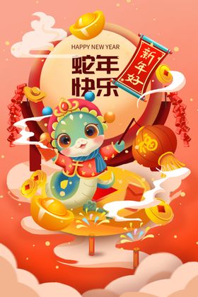 蛇年元旦展板庆迎新喜迎2025