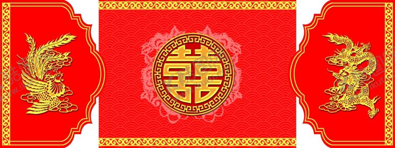 编号：86186709271418084331【酷图网】源文件下载-中国红婚礼背景