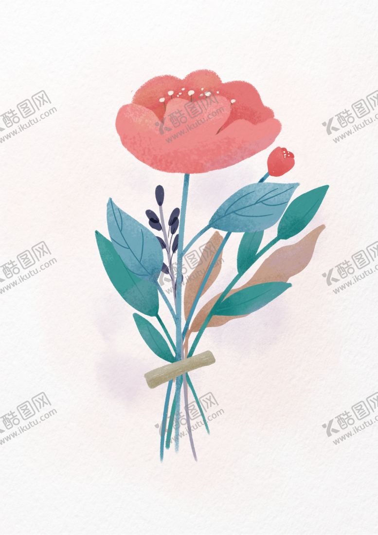 编号：14068504191642095390【酷图网】源文件下载-扁平插画小花可爱牡丹植物