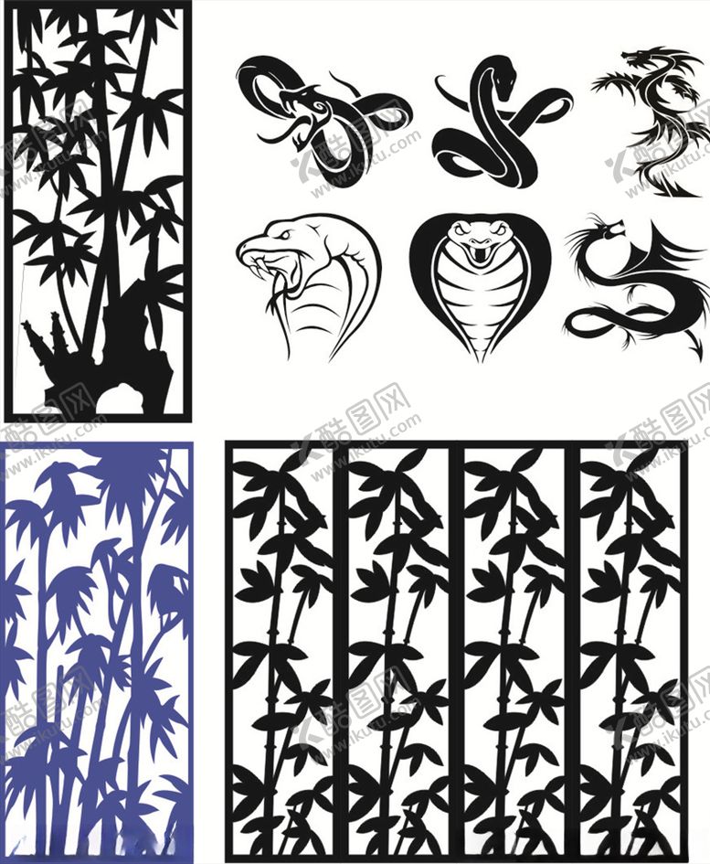 编号：31088110081338514257【酷图网】源文件下载-镂空板竹子蛇
